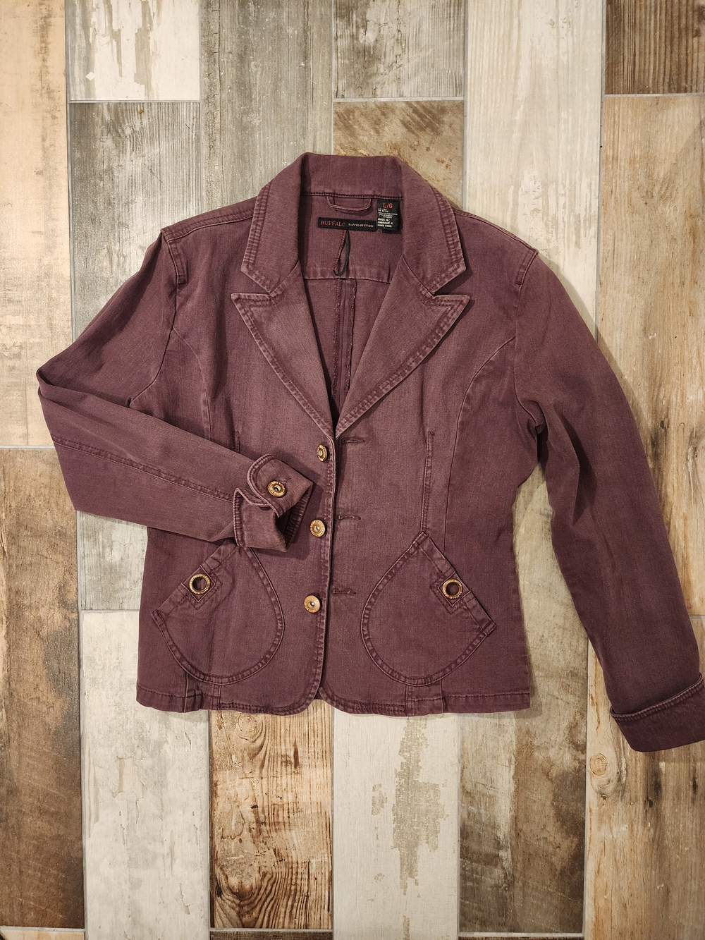Buffalo David Bitton Plum Tailored Denim Blazer Jacket